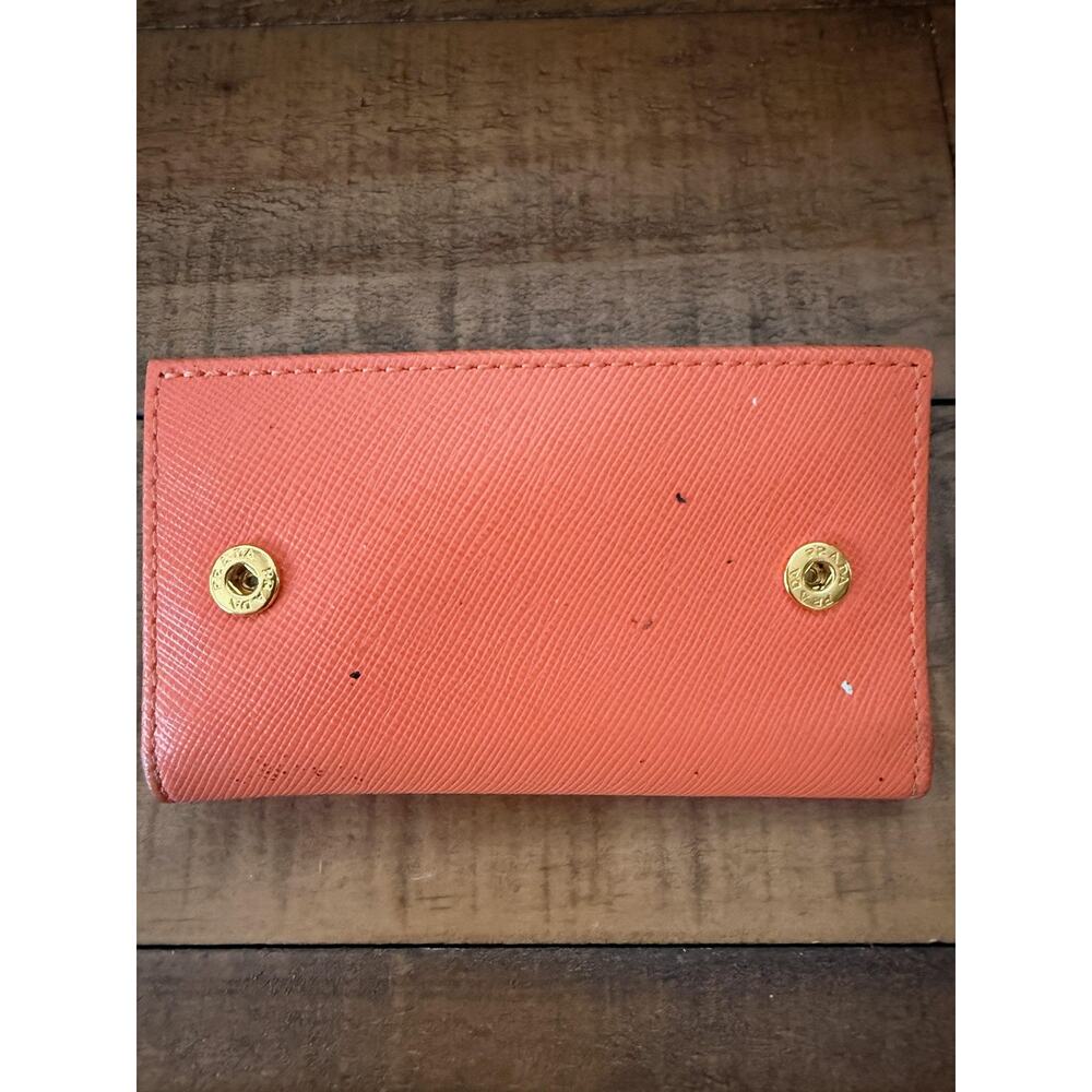 Prada Key Holder Wallet Women's Orange Saffiano Leather Made Italy Gold Hardware - Picture 8 of 13